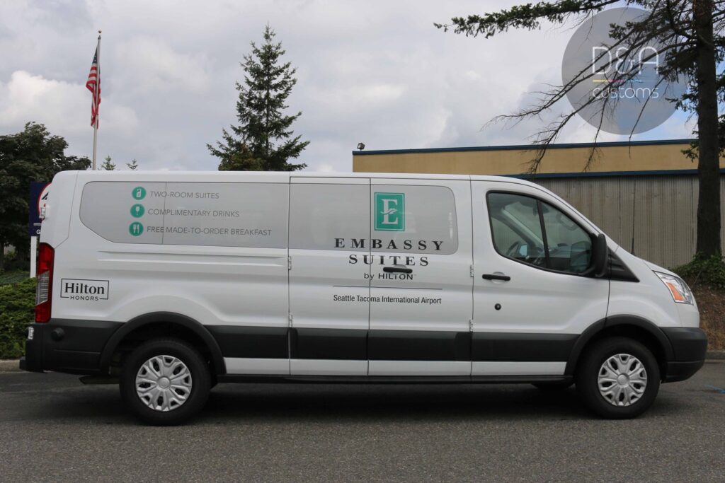 Wraps for van featuring side panel branding only