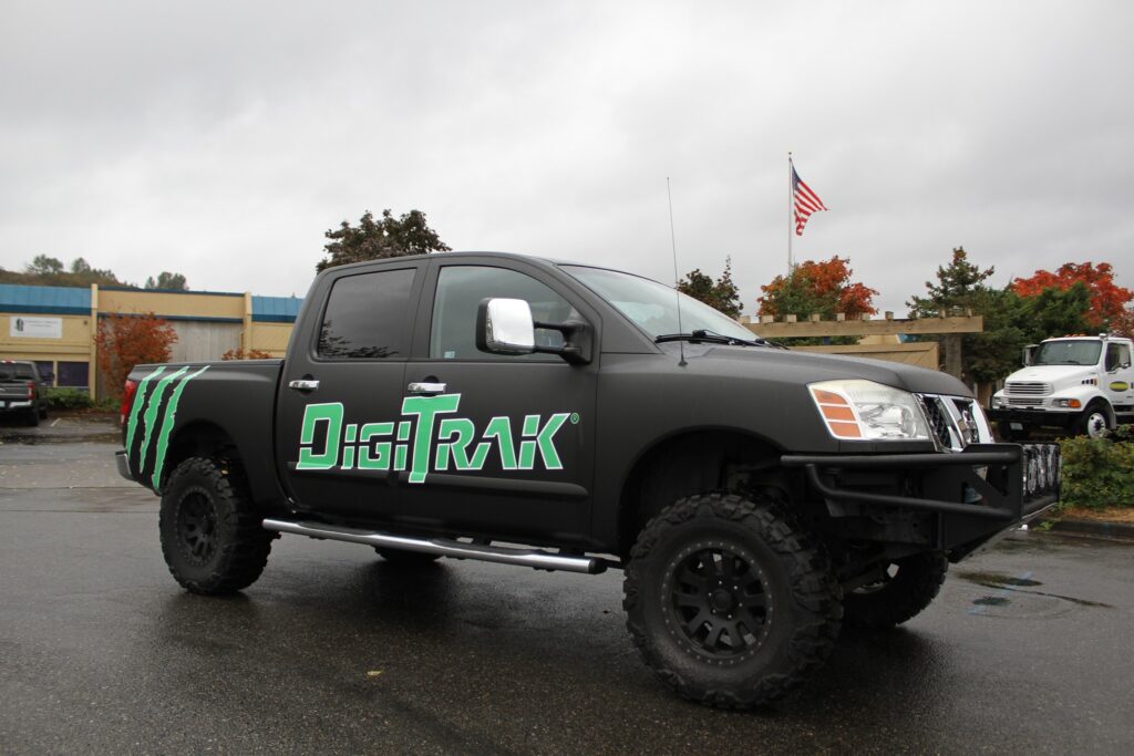 Custom truck decal installed as part of vehicle wrap