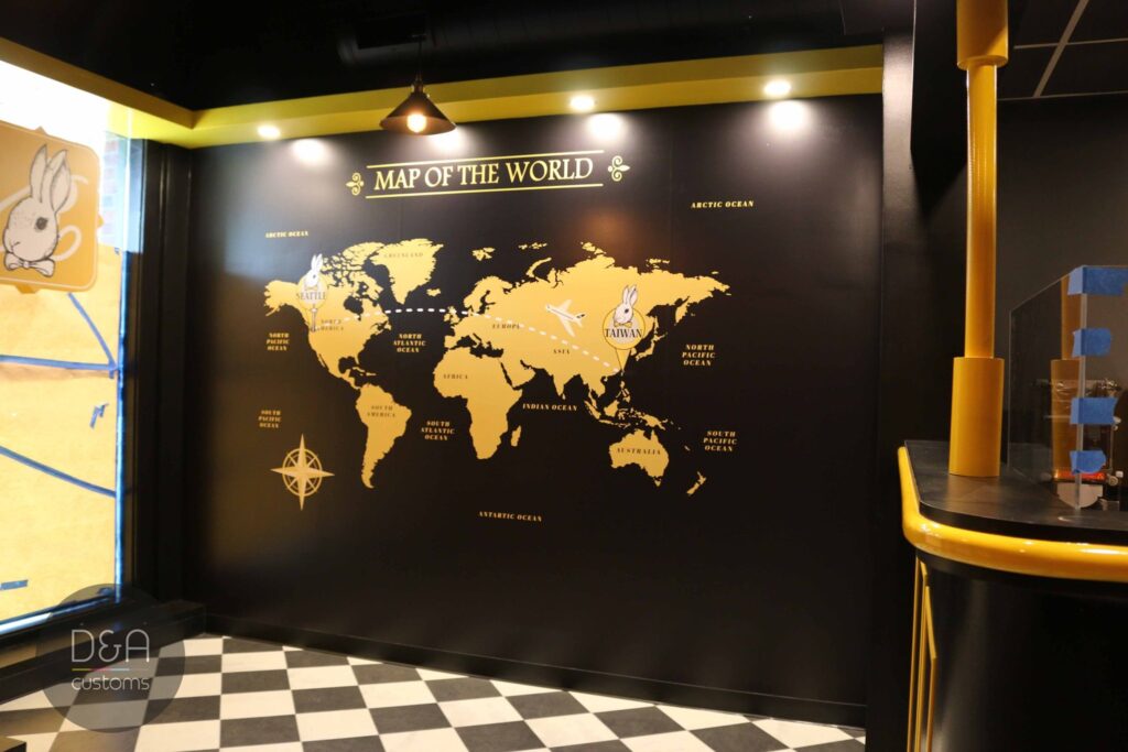 Clean lettering wall graphics for corporate branding